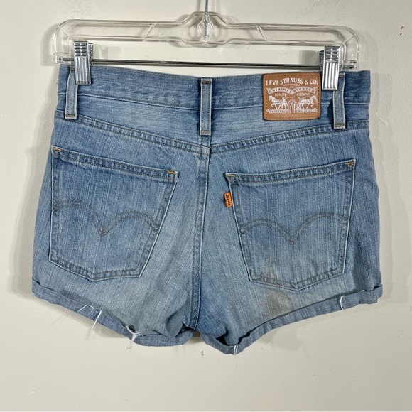 LEVI’S White Label Orange Tab Light Wash Jean Shorts Rolled Cuff Womens 25 In - Picture 2 of 6